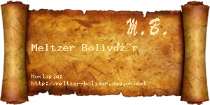 Meltzer Bolivár névjegykártya